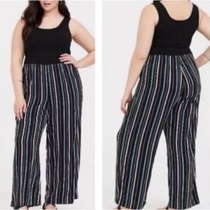 Torrid - Sleeveless Jumpsuit w/ Pockets - Black and Multicolor Stripes